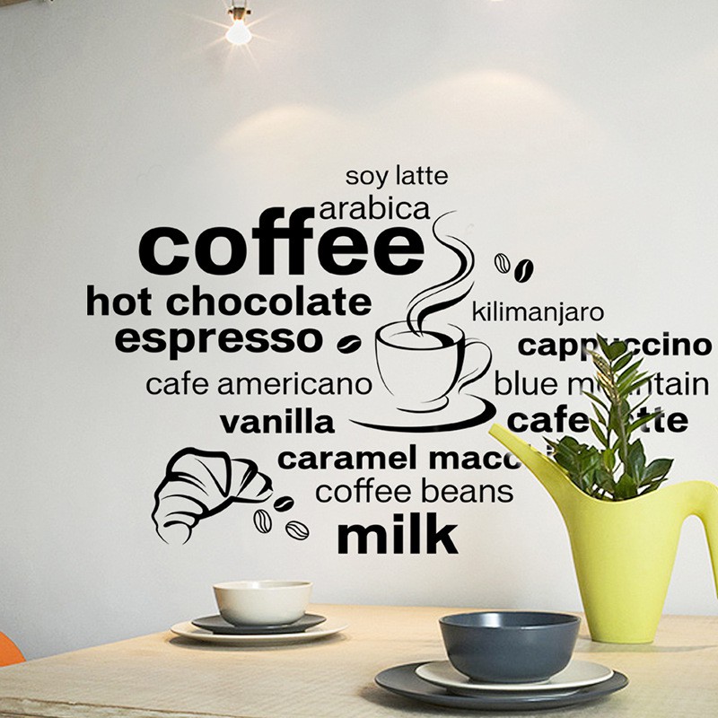 RELIZA WALL STICKER QUOTES DAPUR COFFEE CHOCOLATE CAPPUCCINO KITCHEN STIKER DINDING