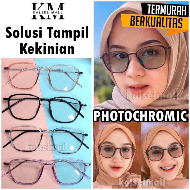 Kacamata Anti Bluelight Dan Photocromic Lensa Berubah Warna Hitam Kotak Antiradiasi Pria Wanita Korea Antiradiasi Korea 2 In 1 Potokromik Photochromic Fotocromic Potocromic Kcamata Photo Foto Cromic Fotokromik FTK1