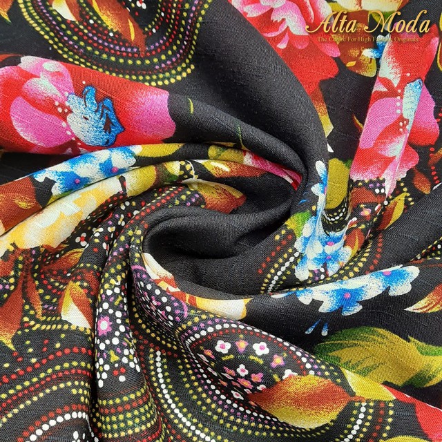 

Alta Moda Viscose Rayon Motif Printed Floral Painting - Black (1M)