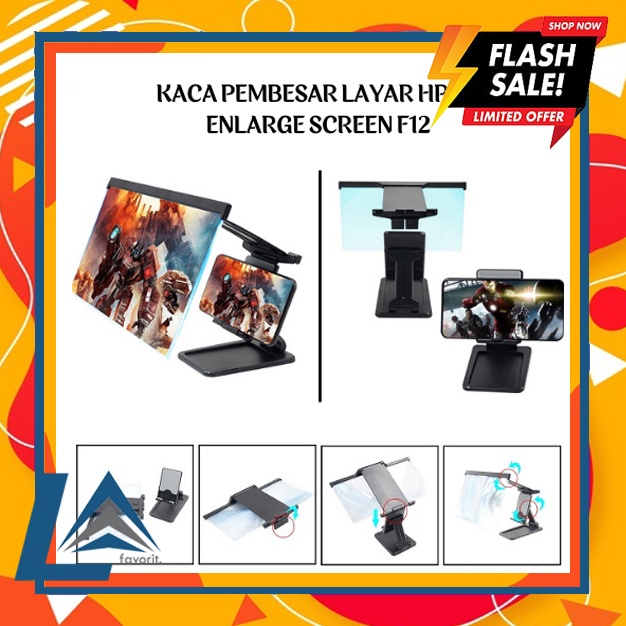 Kaca Pembesar Layar HP 3D F12 Magnifier Video Enlarged Screen 12 inch - Kaca Pembesar Layar F12 (LA 