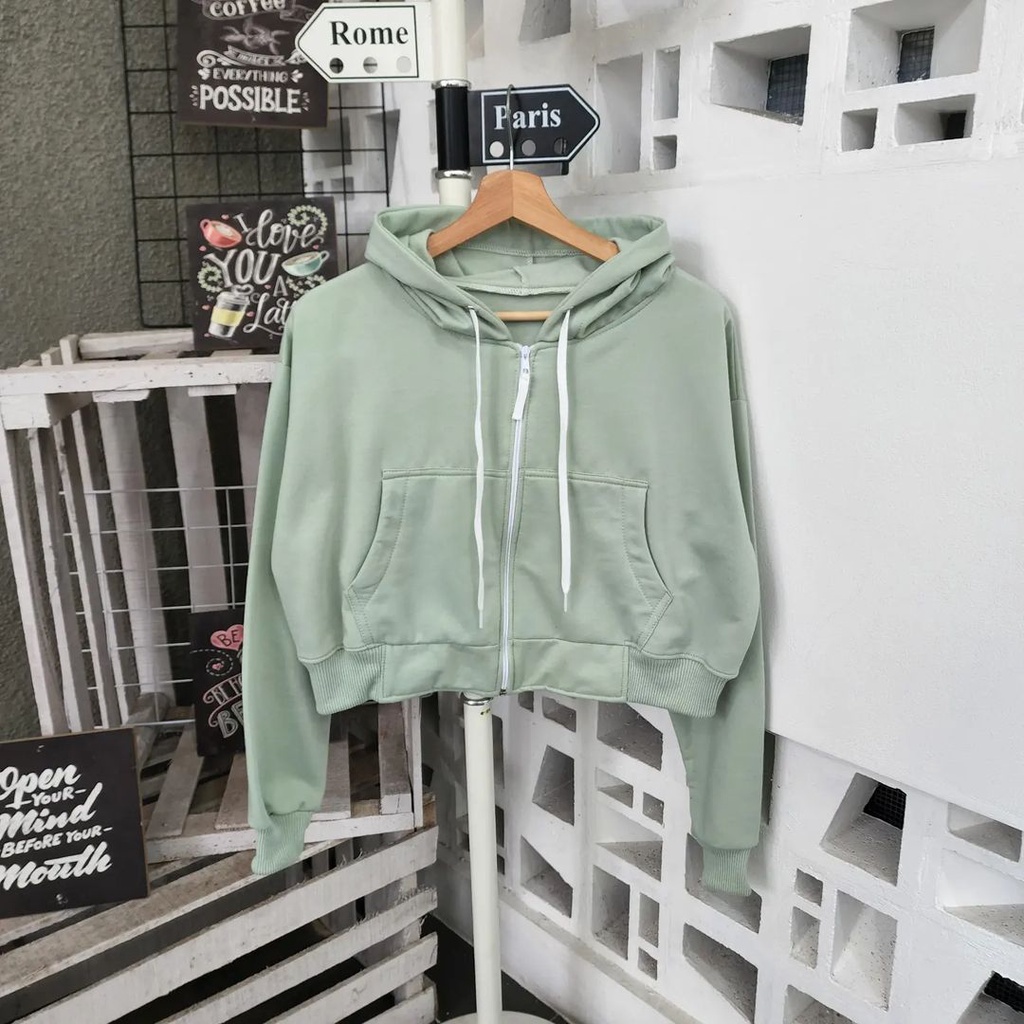 ZIPPER CROOPE SWEATER - SWEATER HOODIE CROOPE / SWEATER ATSAN WANITA TERBARU / SWEATER KOREAN STYLE - SWEATER TERBARU - HOODIE FASHION WANITA KEKINIAN - SWEATER OOTD WANITA TERBARU