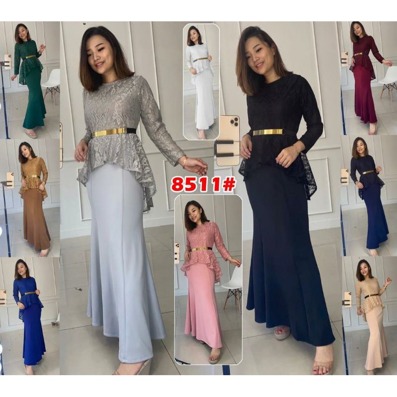 8511# longdress fashion ekor pesta/+FREE BELT BESI