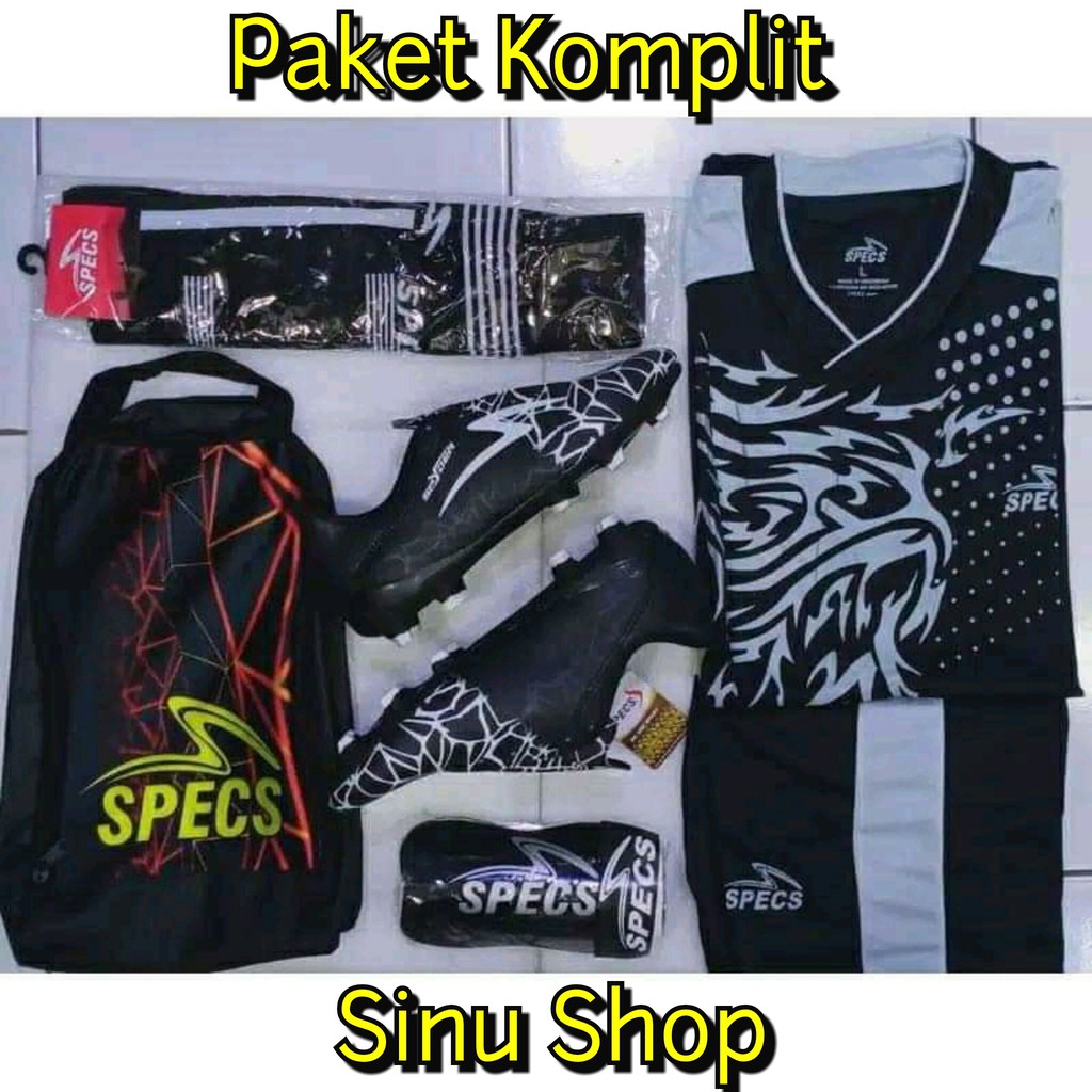 SEPATU BOLA PAKET KOMPLIT SPYDER  + Stelan Jersey, Kaos Kaki, Dekker Skin, dan Tas Bola