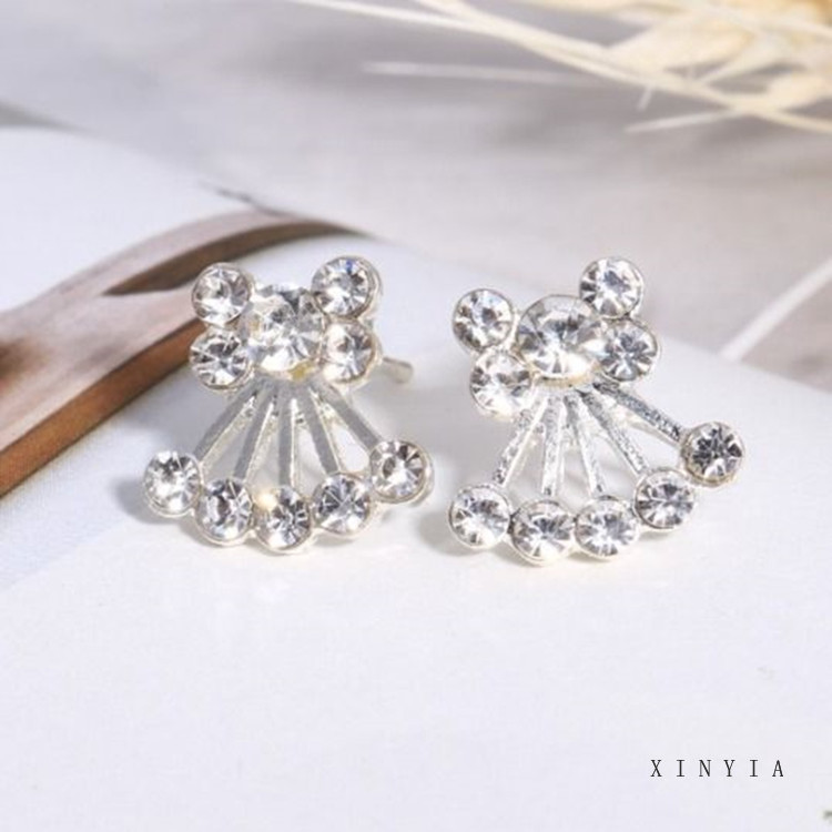 Anting Mutiara Pejantan Kristal Fashion Heart Pearl Crystal Stud Earring Charm Zircon Star Earrings Jewelry for Women Lady Gift