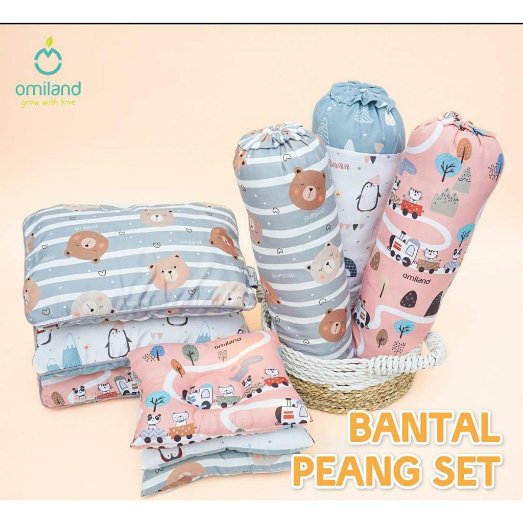 Omiland Bantal Guling Bayi Set Peang Penguin Bear Train Series