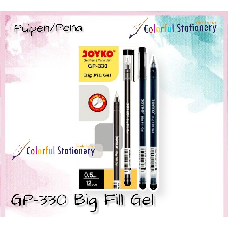

Pulpen / Ballpoint / Pen Gell Joyko Big Fill Gel GP-330 (12 Pcs)