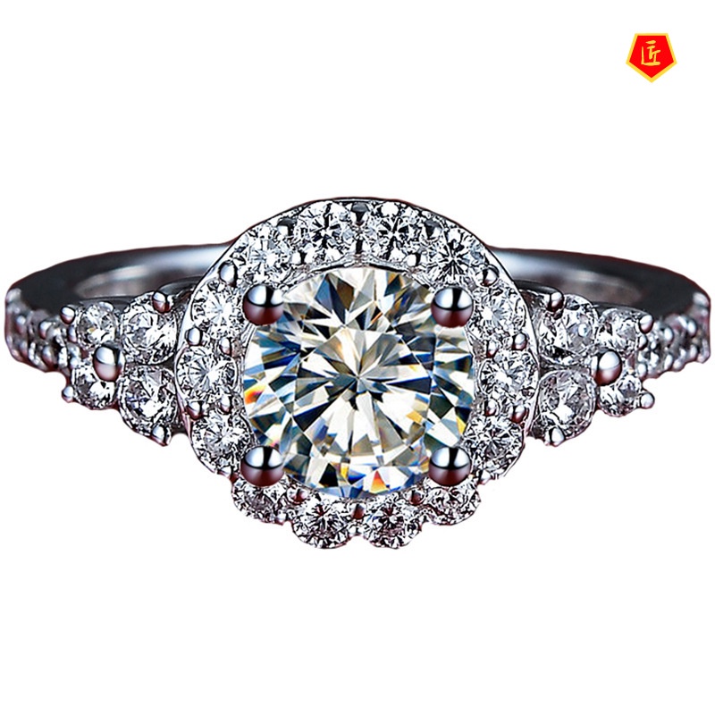 [Ready Stock]Luxury 2 Karat Moissanite Diamond Ring for Women