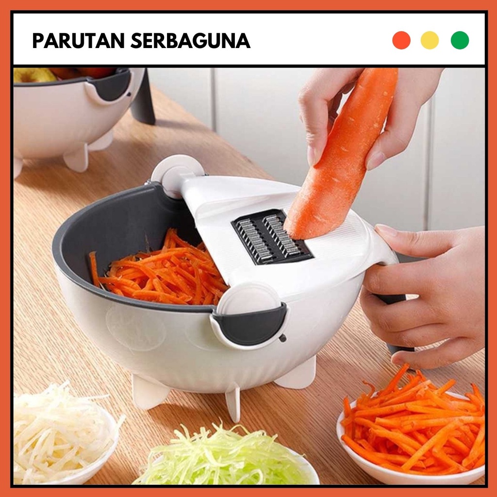 Parutan Set 9 in 1 Mangkok/Baskom Penampung | Alat Pisau Pemotong/Pengiris Timun Sayuran Multifungsi