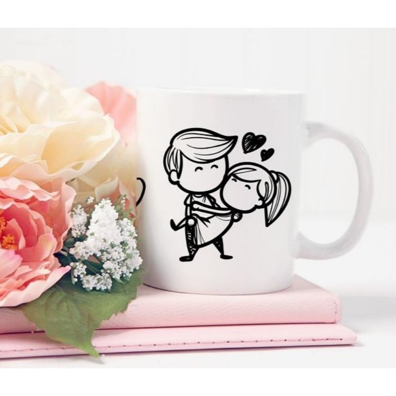 Mug custom lucu ILUSTRASI COUPLE