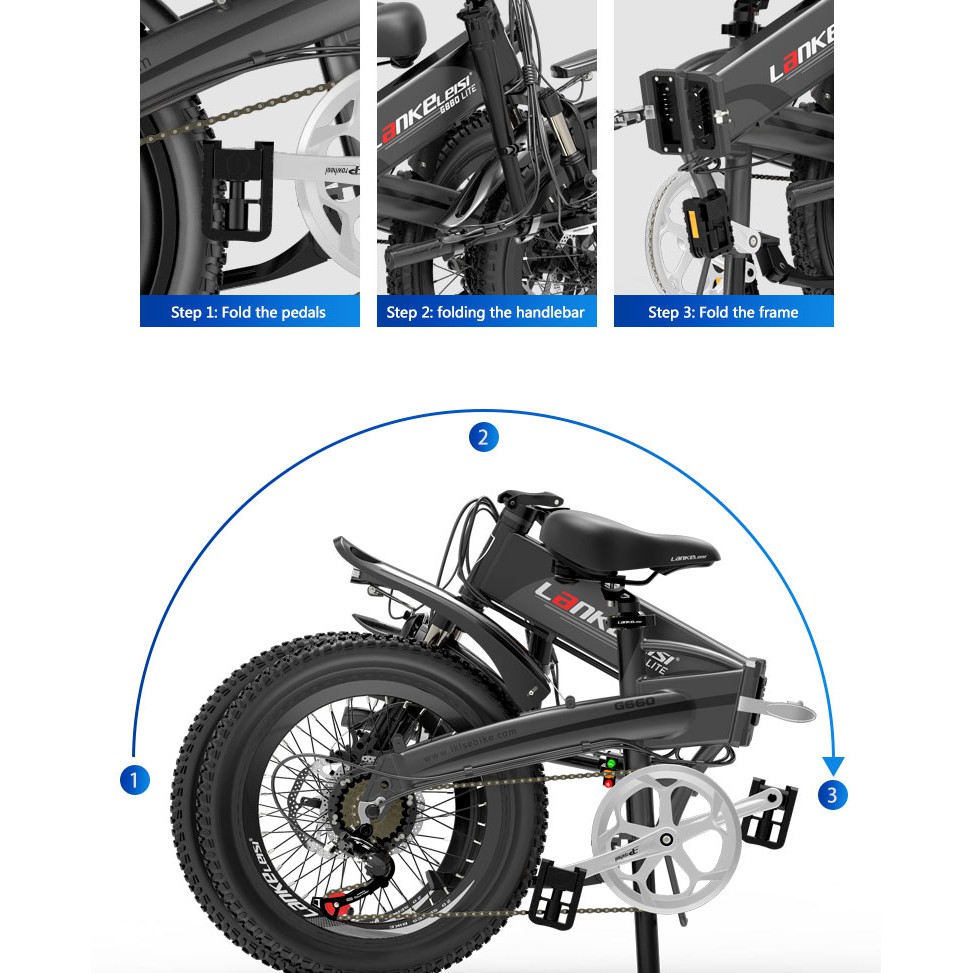 Sepeda Lankeleisi G660 listrik Lipat Smart Moped Lite Edition 48V 8.7AH