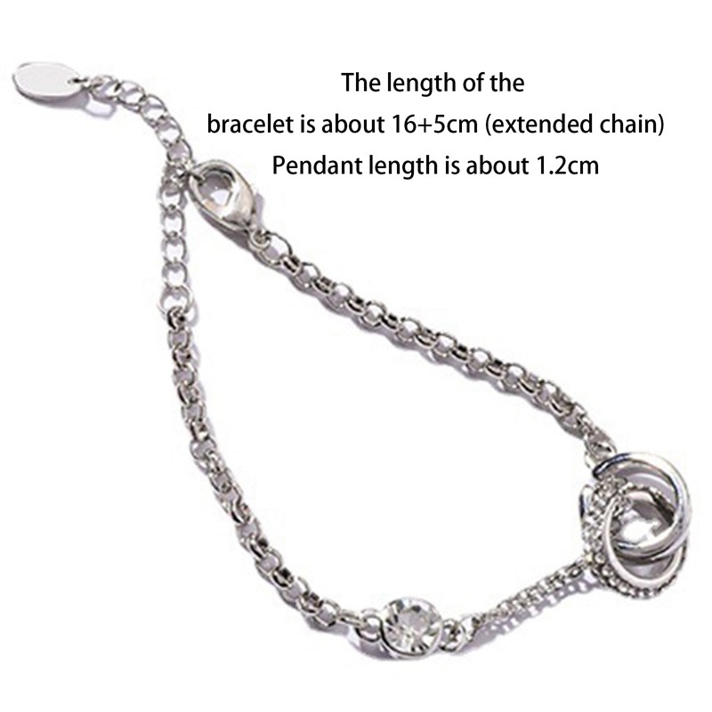 Fancyqube Gelang Double Ring Aksen Kristal Gaya Korea Untuk Pelajar