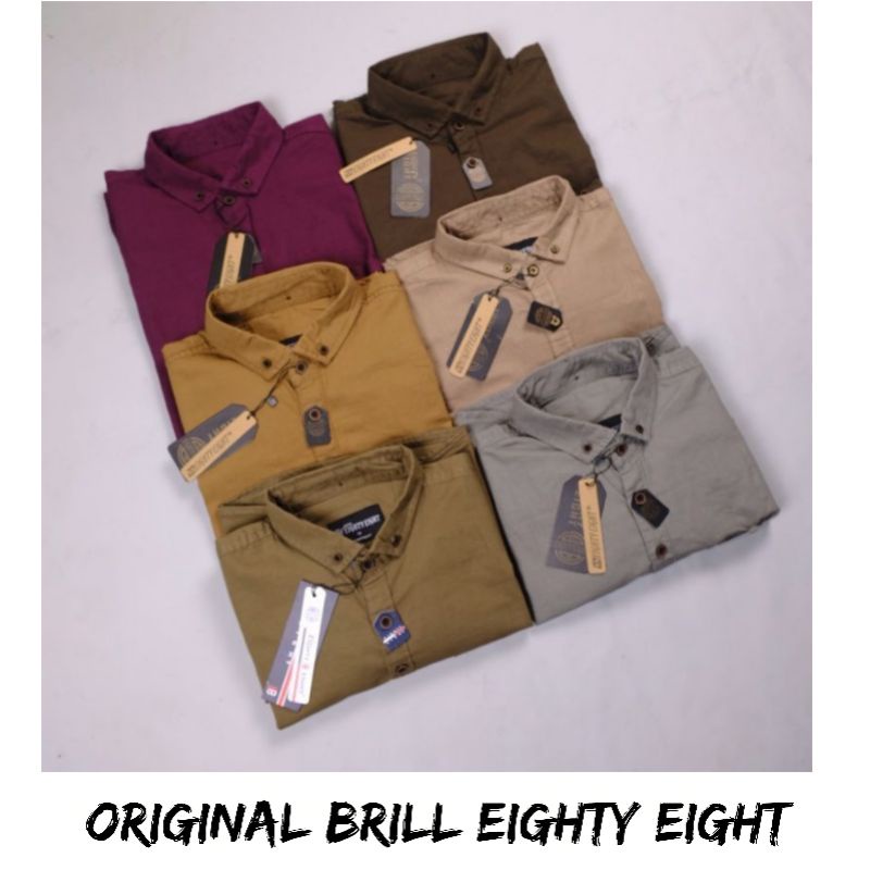 BAJU KEMEJA KERJA KERAH PRIA CASUAL FORMAL POLOS LENGAN PANJANG ORIGINAL TERBARU EIGHTYEIGHT