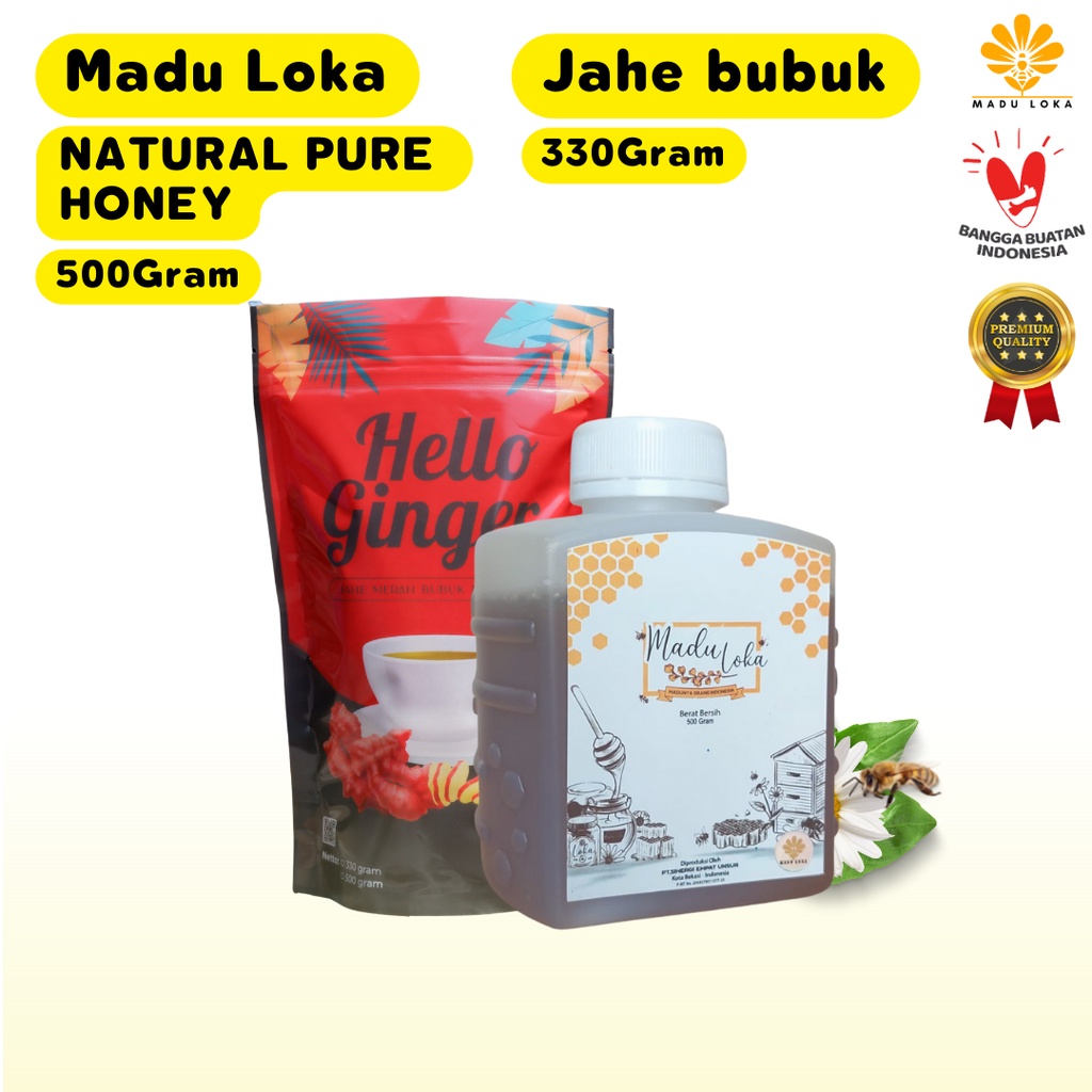 

Madu Hutan Asli 500 Gram & Jahe Merah Bubuk 330 Gram - Madu Loka Natural Pure Honey
