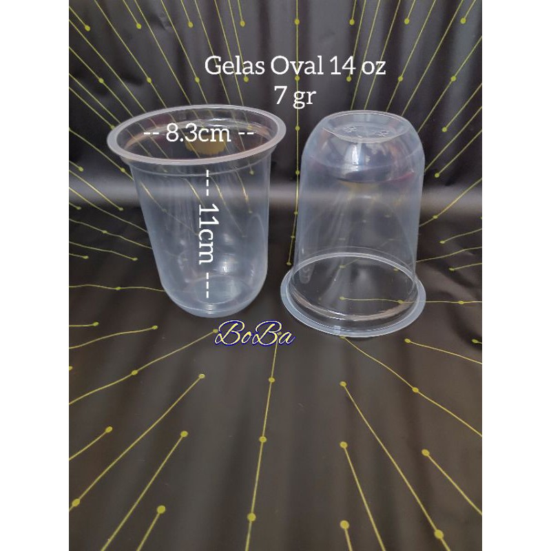 Gelas Plastik Oval 14 oz / Gelas Oval 14 oz
