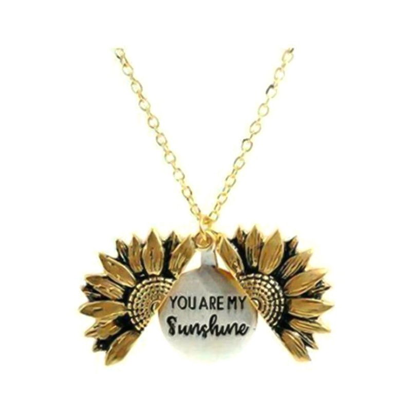 You are My Sunshine Necklace Keep Going Sunflower Open Locket 14K Gold Plated Necklace Pendant Gifts