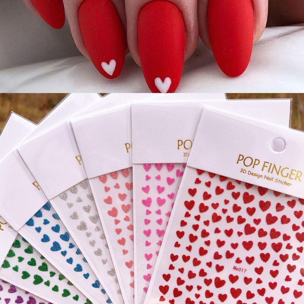 Stiker Kuku Glitter Bentuk Hati Untuk Dekorasi Nail Art