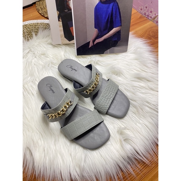 Lana sandal santai bahan croco sintetis size 36 - 40 tinggi 1cm realpict