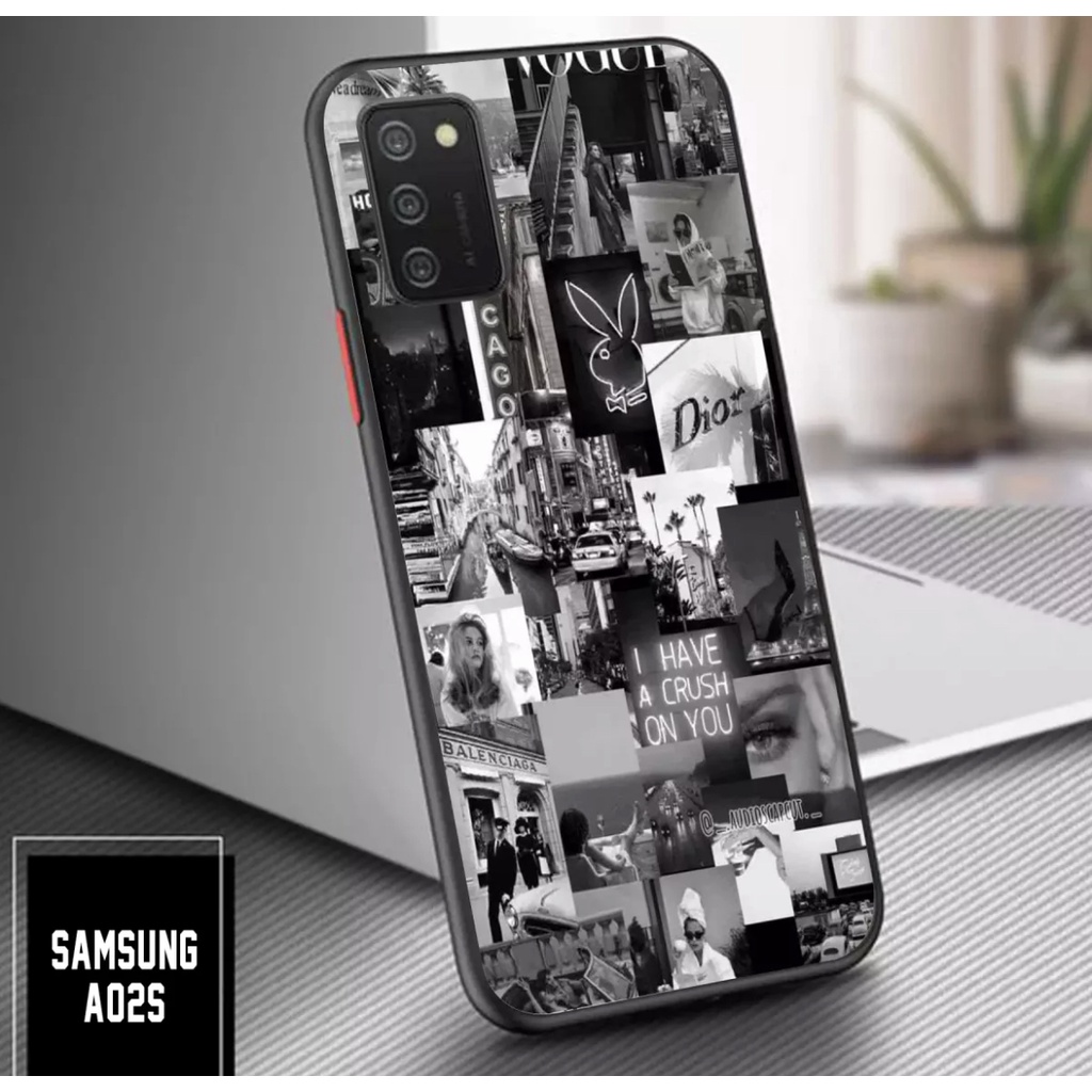 ACASTO Case Samsung A02s motif fashion aesthetic black art style unik keren custom case design casin