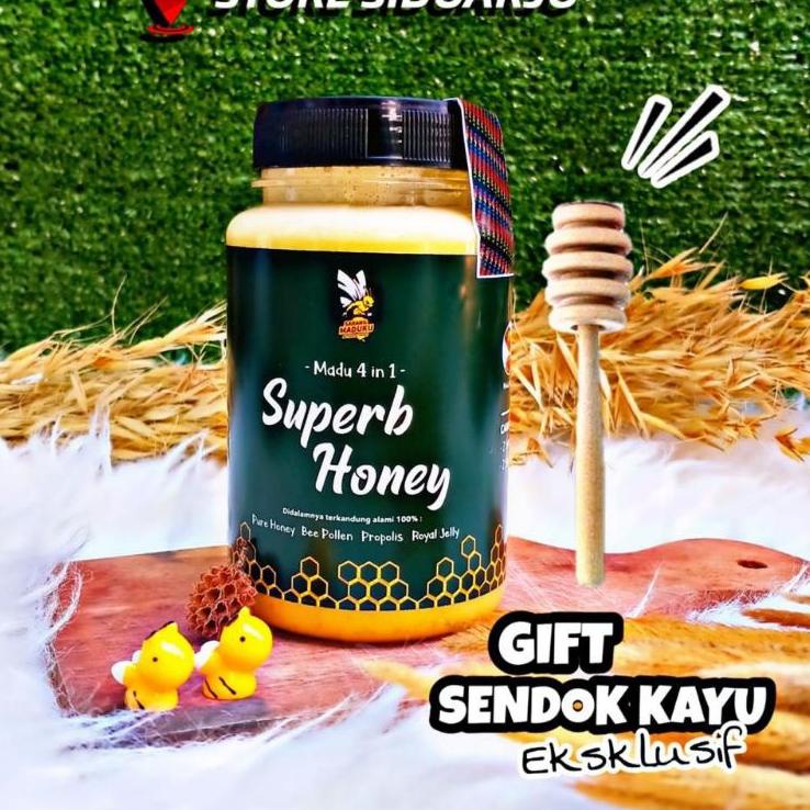 

[Diskon] - Madu Super 4 in 1 Royal Jelly, Propolis & Bee Pollen Clover Honey [350gr] ☋➯ Laris