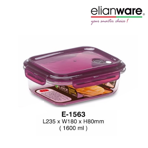 Elianware Rectangular Airtight Glasslock Keeper Multipurpose Food Storage Lunch Box 1600 ml