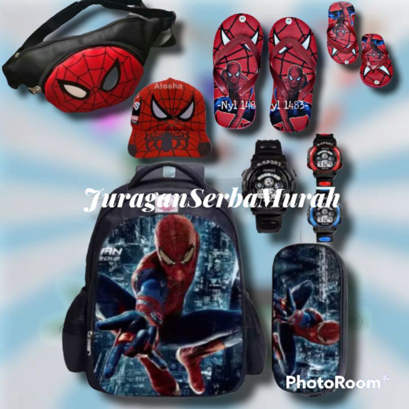 Tas Ransel Fashion Sekolah Anak Laki Laki PAUD TK SD Marvel Super Hero Spiderman Murah