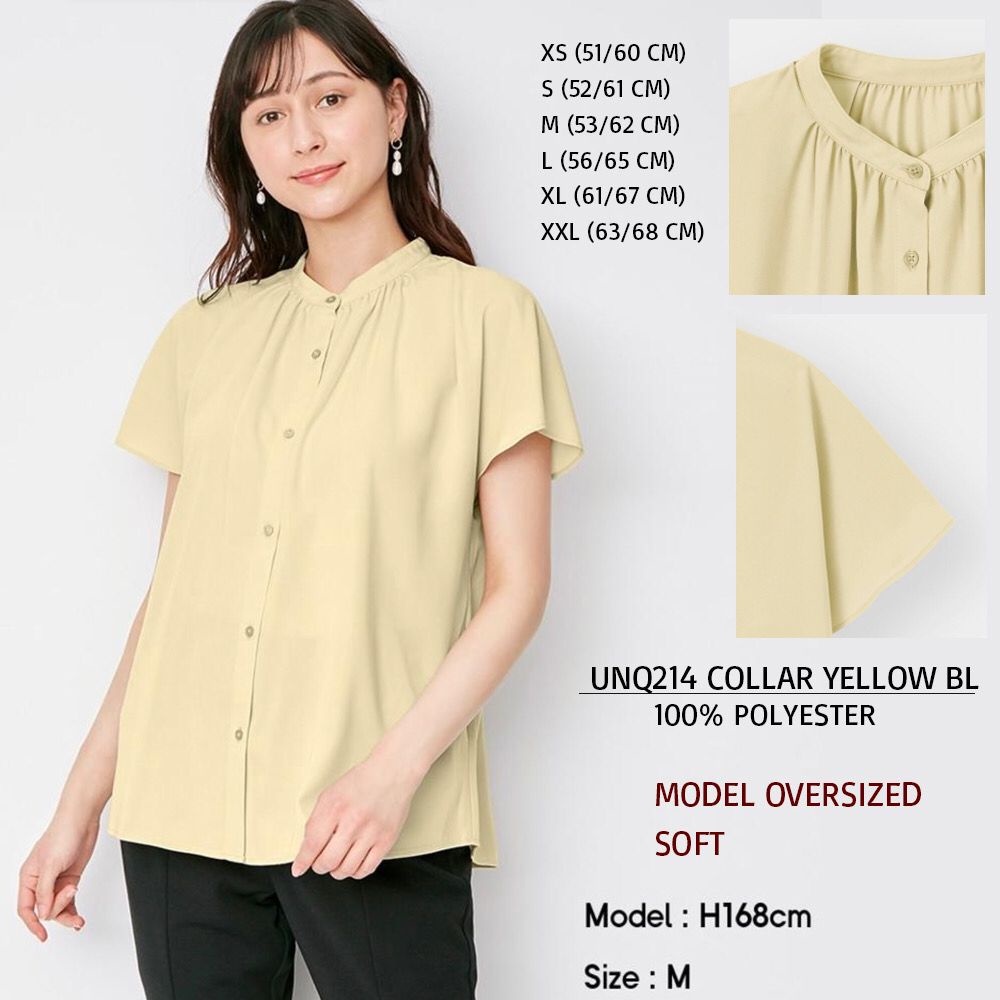 Blouse Wanita Oversized Lengan Pendek (UNQ214 COLLAR BLOUSE)-2