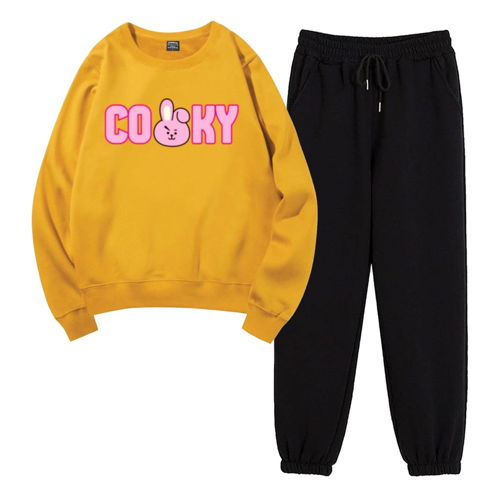 BESS - Baju Setelan Wanita Murah / Setelan Sweater + Jogger Hitam - CUKY FONT