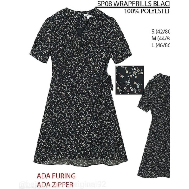 SPAO sp08 wrapfrillls black mini dress 100% Original baju branded Terumurah
