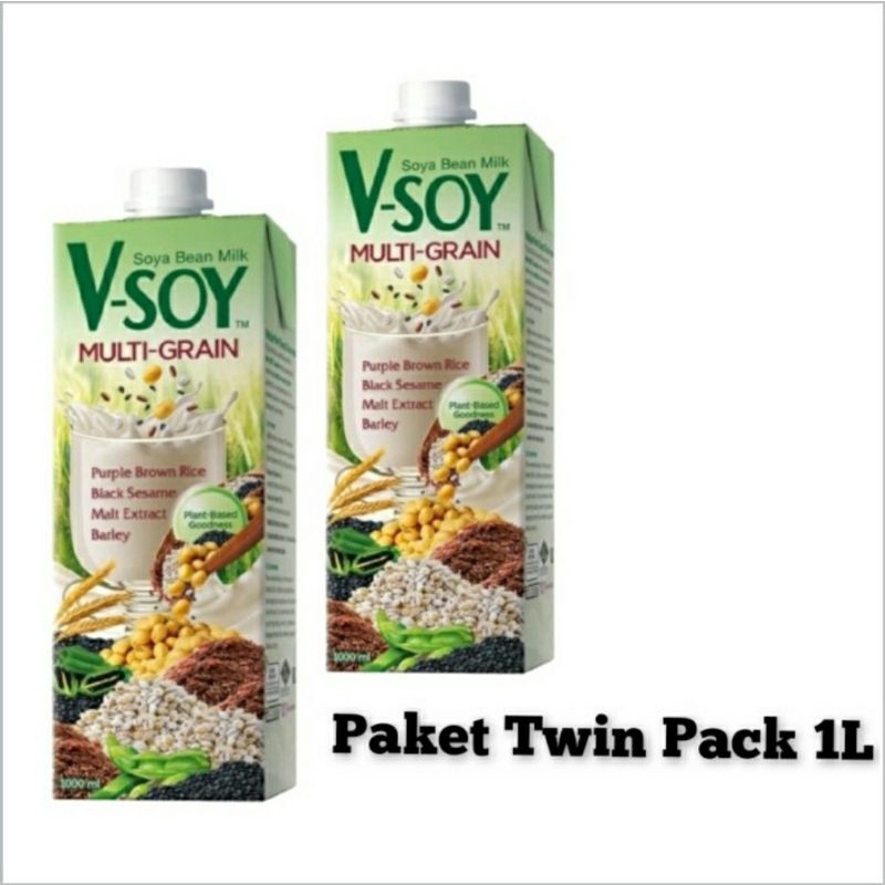 

V-Soy Multi Grain Soya Bean Milk UHT Susu Kedelai 1 Liter Twin Pack