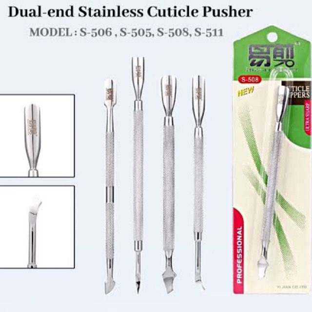 Cuticle Pusher Yi Jian S-505 / Nail Pusher / Pendorong Kutikula dan Pencabut Kulit mati Kutikula / Cuticle Pusher Ultra Sharp Yijian S-505