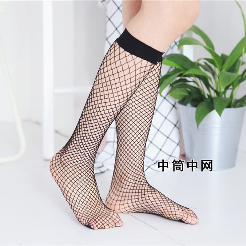 KAOS KAKI WANITA DEWASA TRANSPARAN SEBETIS FISHNET JARING MESH KOREA JEPANG KK-12