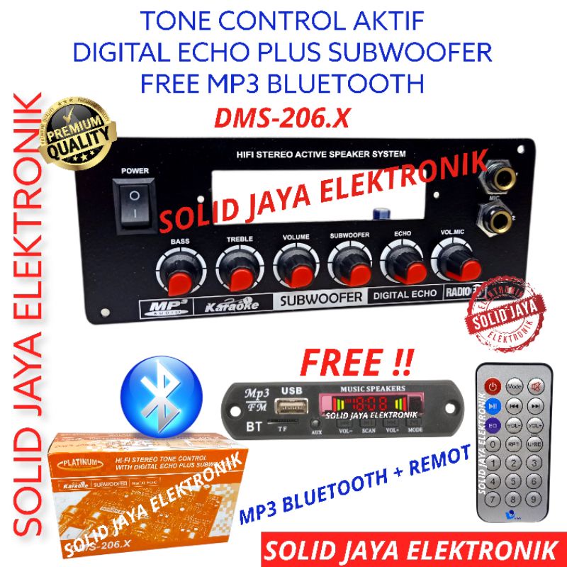 TONE CONTROL AKTIF PLUS MP3 BLUETOOTH DMS206 DMS-206.X DMS 206 BT STEREO TONE KONTROL ACTIVE DIGITAL ECHO MULTIMEDIA PLUS SUBWOOFER SUB MIC MIK KARAOKE PLUS PANEL DMS-206 PLATINUM ASLI ORIGINAL