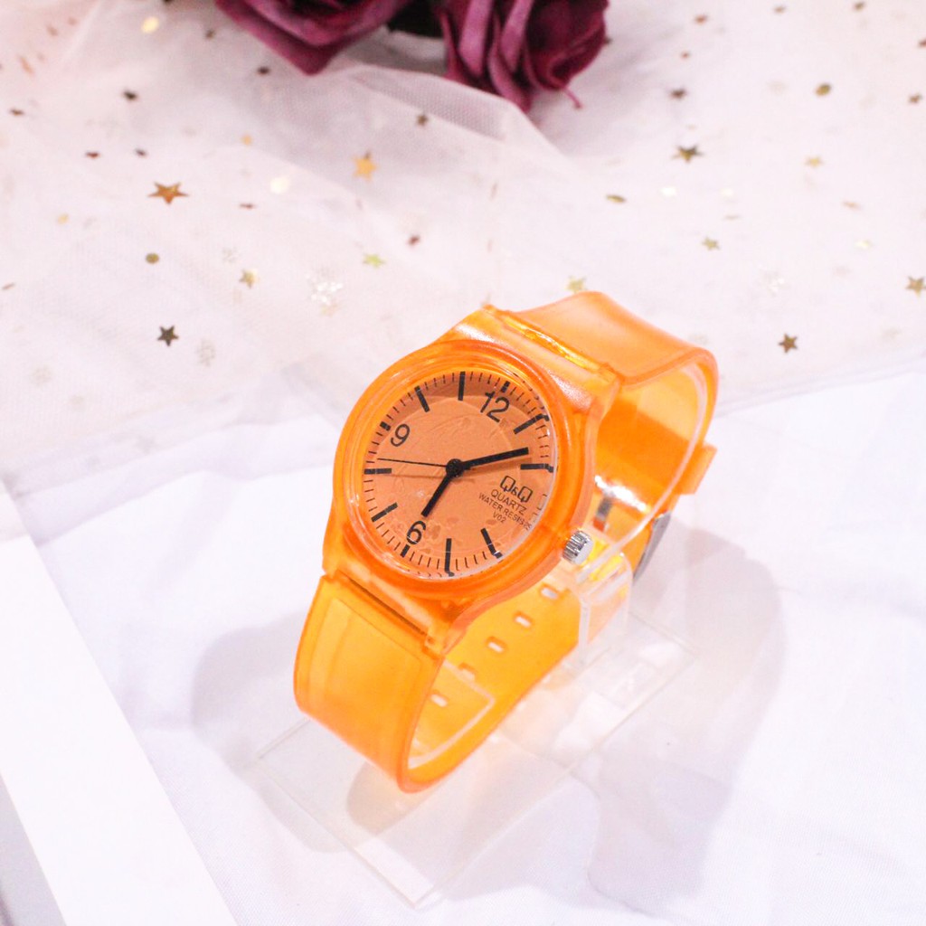 FYGALERY J142 Jam Tangan Transparan Wanita Jam Jelly Unisex Bahan Karet-Oren