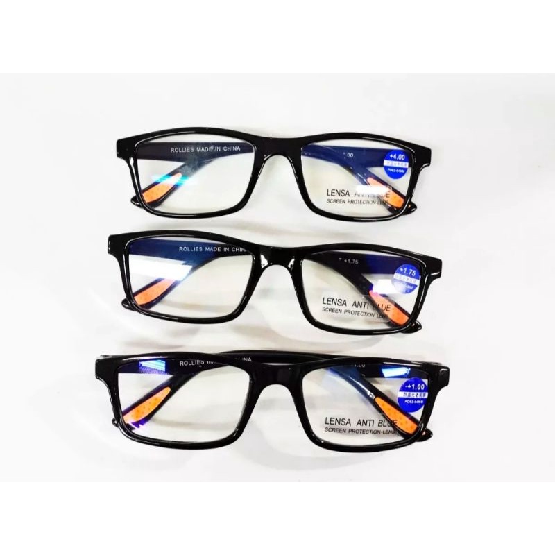 kacamata plus/kacamata baca/jarak dekat/lensa anti blueray/anti radiasi/frame elastis/pria dan wanit