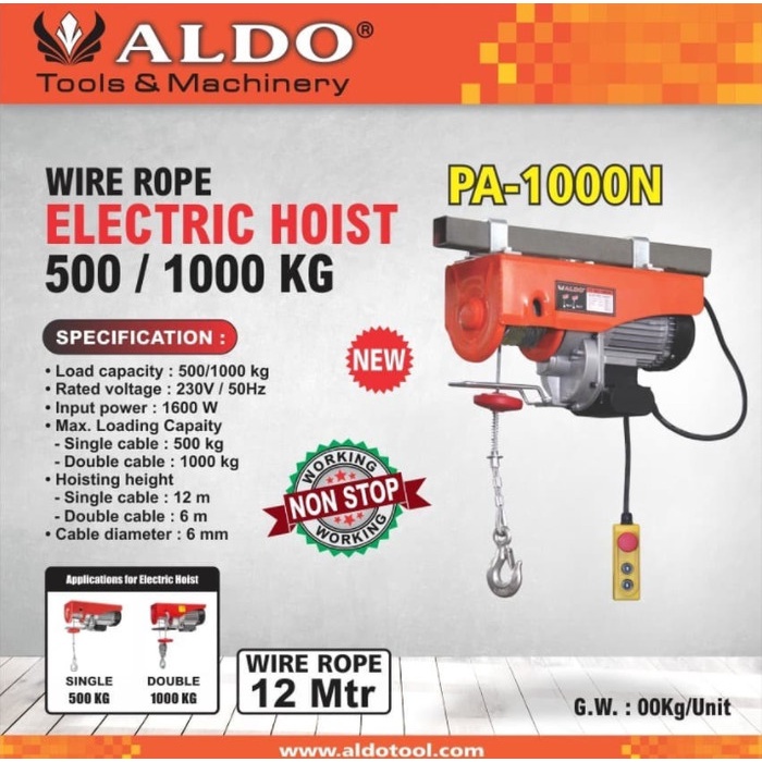 Electric Hoist ALDO PA 1000 Katrol Elektrik Seling Listrik Lift Sling