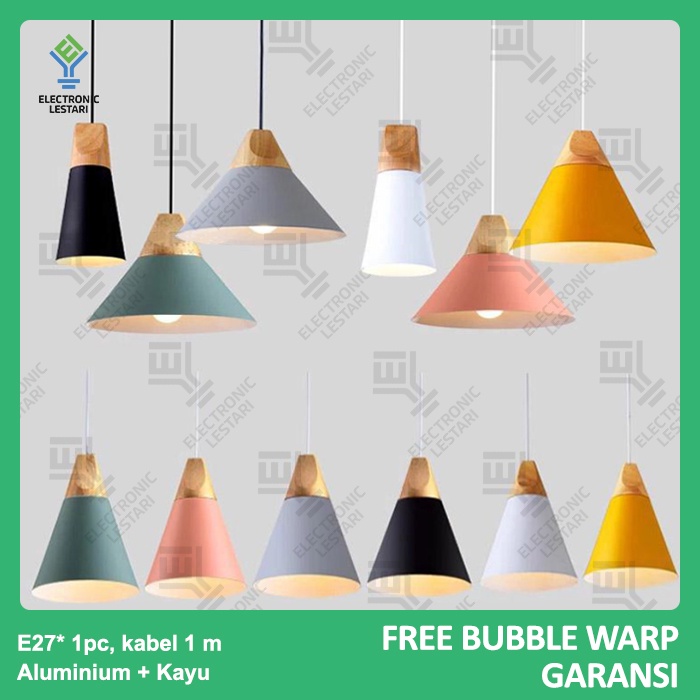 Lampu Hias Gantung Minimalis Kap Industrial Kayu Dapur Cafe Ruang Tamu 2