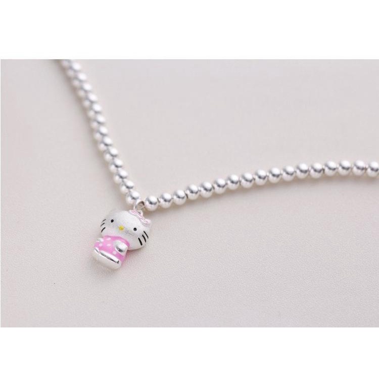 Gelang Manik-Manik Hello Kitty Bahan Stainless Steel Warna Pink Untuk Wanita