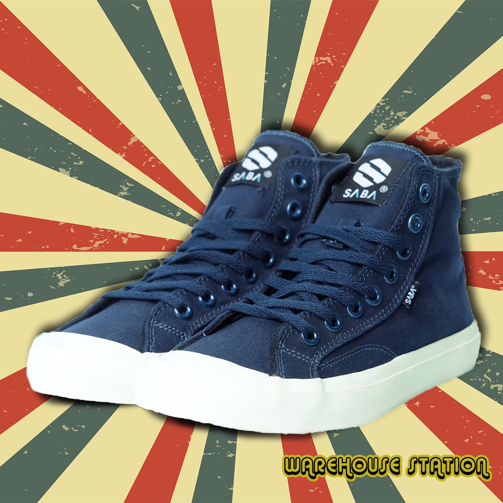SABA Basic High Navy - Sepatu Sneakers Casual Pria Wanita