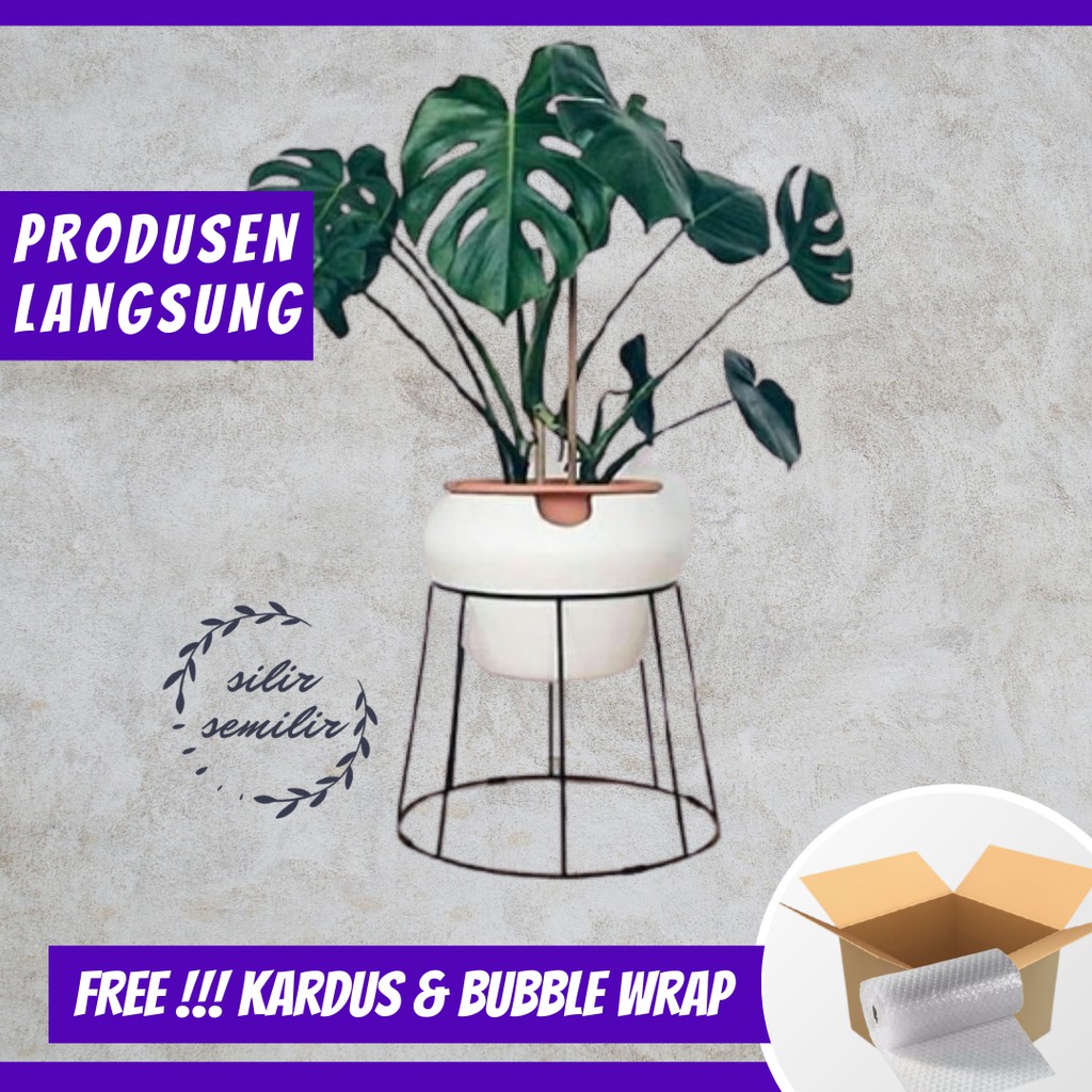 SMF026 dekorasi rak standing pot bunga hias hiasan plastik bahan besi susun rumah kamar minimalis