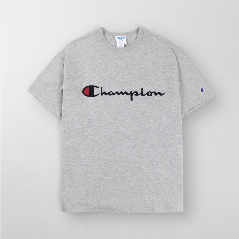 CHMPN SS Tshirt Script Embroiderry Grey