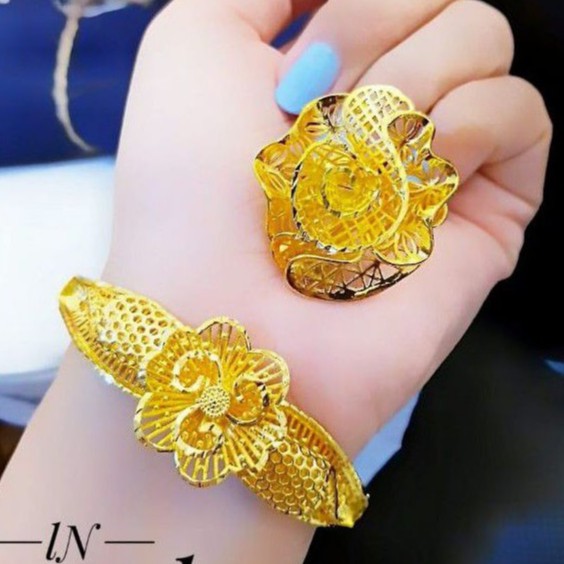 Xuping Gelang dan Cincin Lapis Emas 24k Terlaris N447