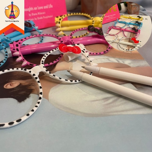 Pulpen Bentuk Kacamata isi 2 Pulpen Pen Ballpoint Funny Glasses Shape Fancy Gift Best Stationery For
