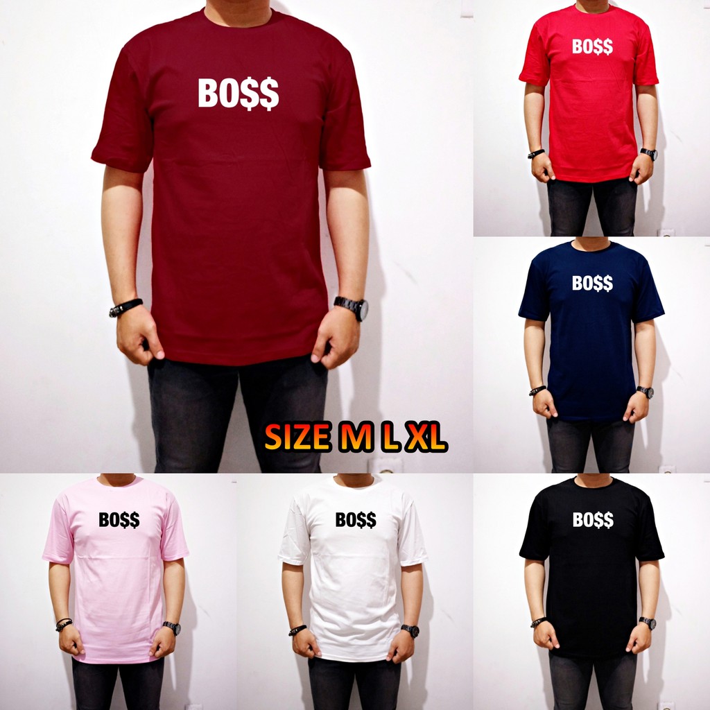 Jual Kaos Distro Pria BOSS Bigboss Basic Unisex Realpict 6warna S M L ...