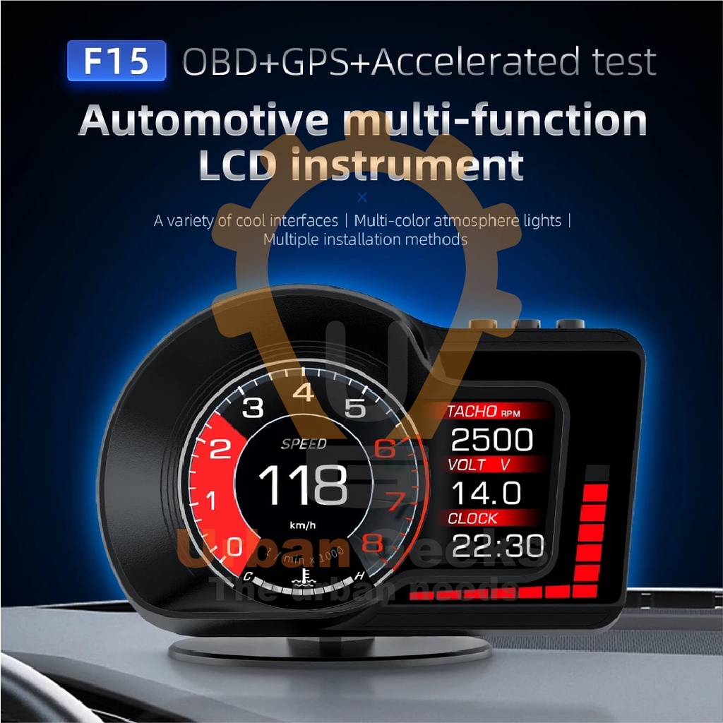 Car Head Up Display F15 HUD OBD2 GPS Speedometer