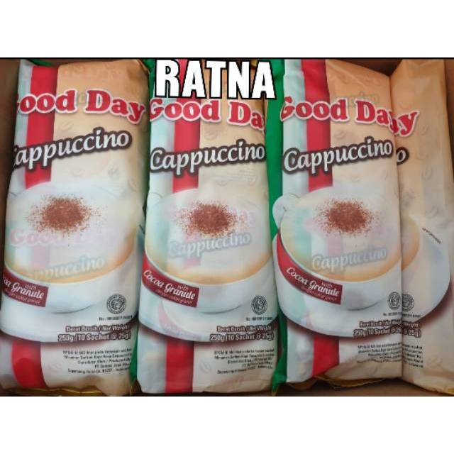 

GOOD DAY CAPPUCCINO with Cocoa Grande 25gr 1 Renteng isi 10 Sachet