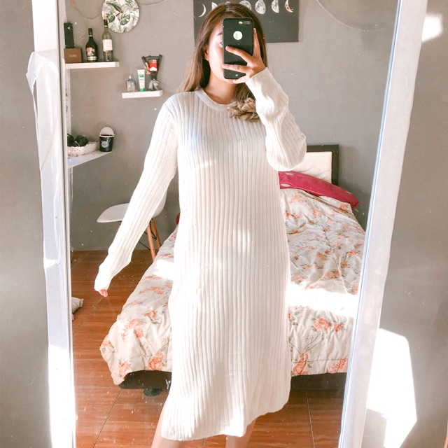 Dress white knit GU
