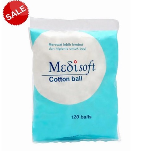 MEDISOFT BALL COTTON Ball 120 balls Bola Kapas Bayi / Medisoft Cotton Balls (75gr) Biru wellness onemed