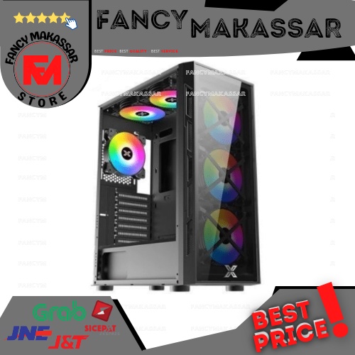 CASING XIGMATEK XAGATEK COOLBOX BLACK ATX GLASS FREE 4 FAN / FANCY_MAKASSAR