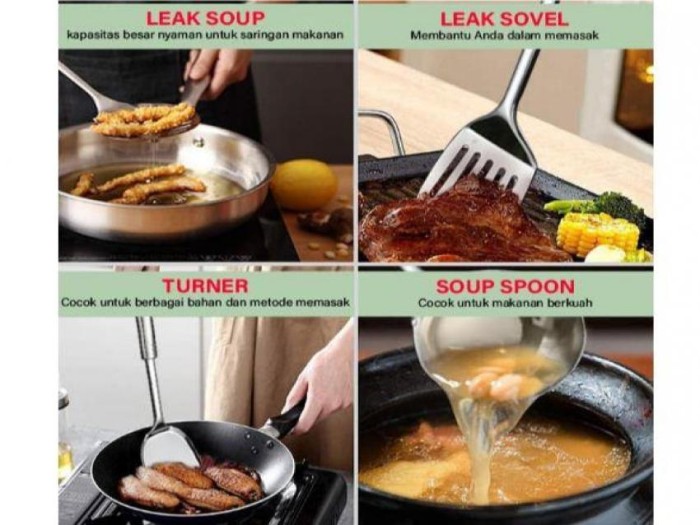 Spatula Set isi 4pcs 1092 - Spatula Sutil Stainless Steel