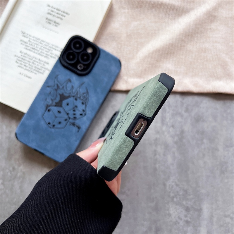 Soft case Pelindung Bahan Kulit Tekstur shockproof Untuk iphone 11 pro max 14 12 13 pro max X Xs max XR 78 plus se2020